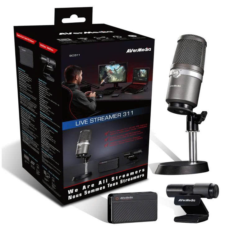 Bộ phát trực tiếp AVerMedia BO311 có thẻ ghi hình, Webcam 1080p và Micrô USB để phát trực tuyến, chơi game, máy tính xách tay, PC, hỗ trợ Twitch, Mixer, YouTube...