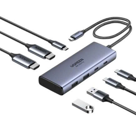 Bộ chuyển đổi  Hub USB-C sang USB-C PD+2USB-A 3.2+2USB-C 3.2+2HDMI hỗ trợ 4K Ugreen 45379